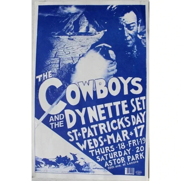 Vintage Other - Vtg Orig The Cowboys & The Dynette Set Band Promo PUNK Rock Concert POSTER Flyer